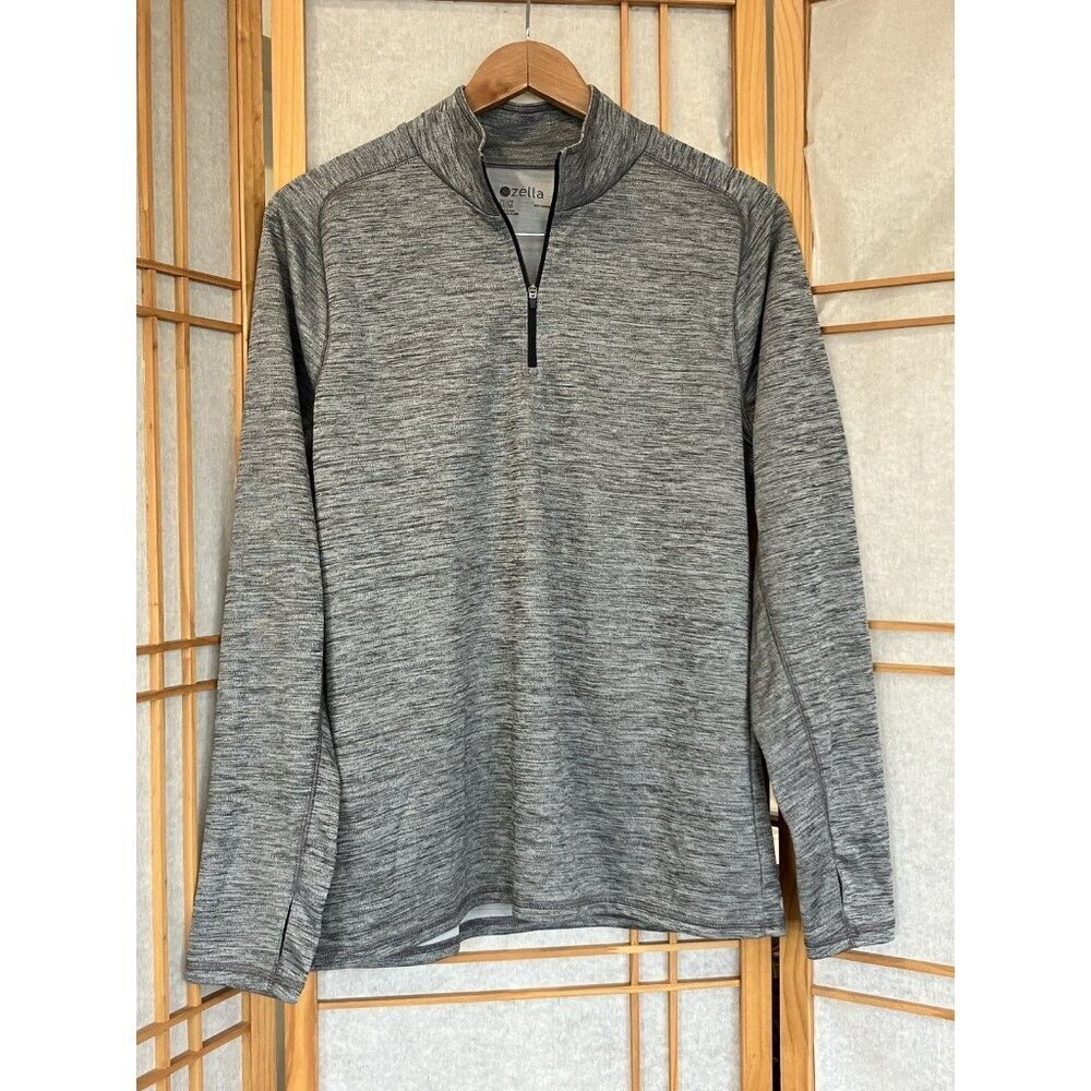 Zella Heathered Gray Athletic Quarter Zip Athletic Top Medium Running Outdoors - Picture 1 of 7